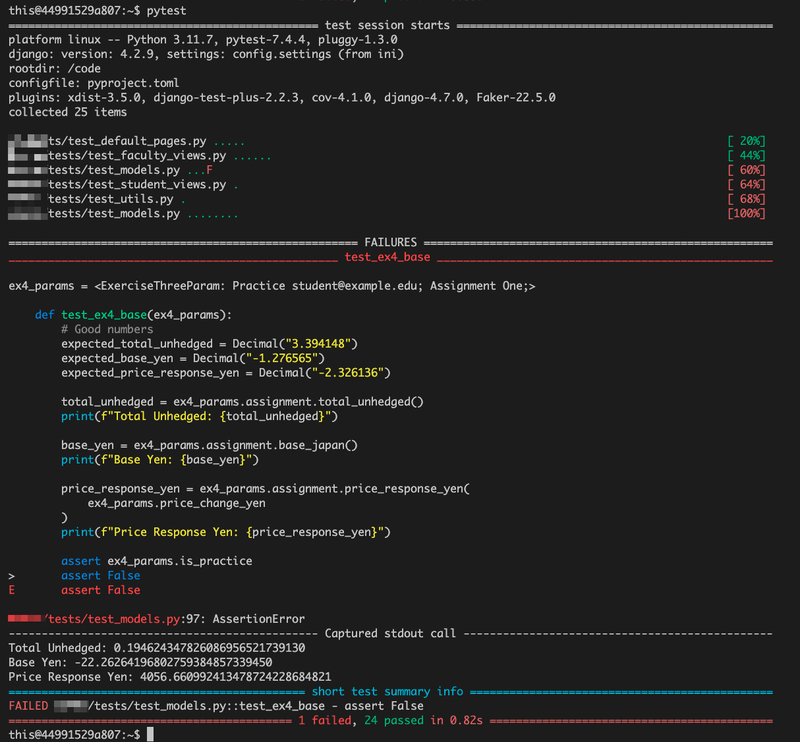 Initial boring pytest output